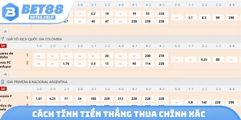 Cách tính tiền thắng thua chính xác