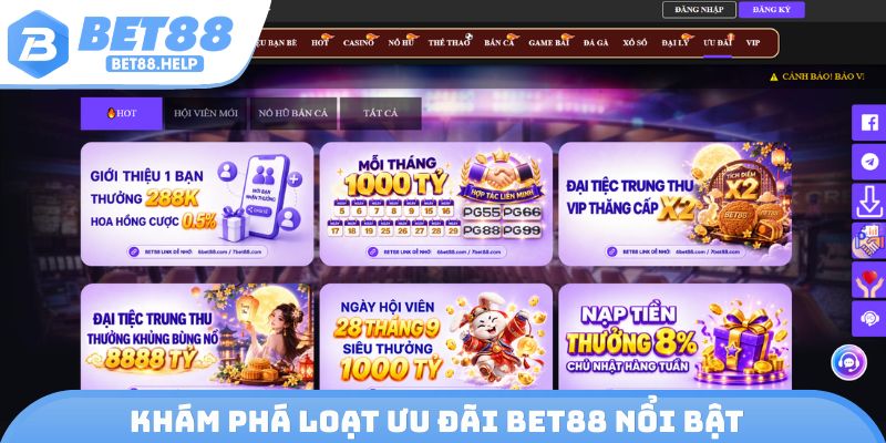 Khám phá loạt ưu đãi Bet88 nổi bật