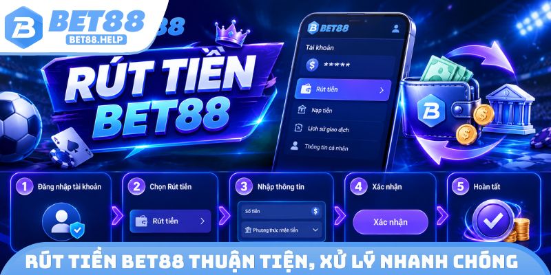 Rút tiền Bet88 thuận tiện, xử lý nhanh chóng