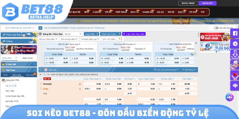 Soi kèo Bet88 - Đón đầu biến động tỷ lệ