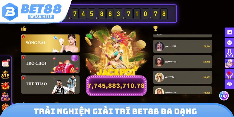 Trải nghiệm giải trí Bet88 đa dạng